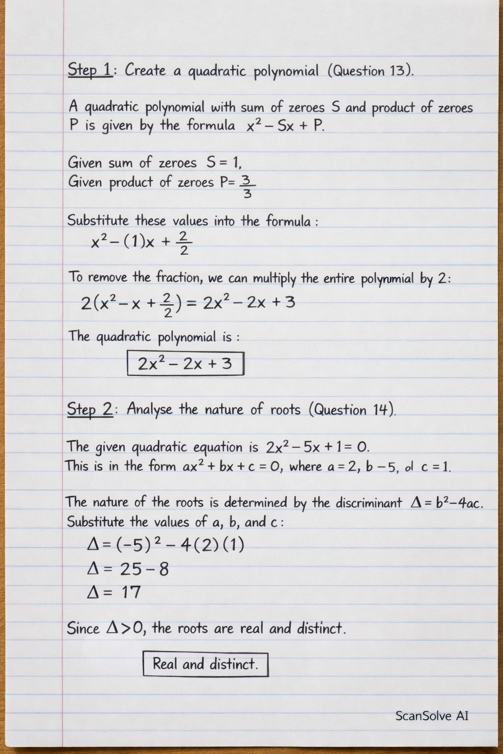 Handwritten step-by-step solution preview