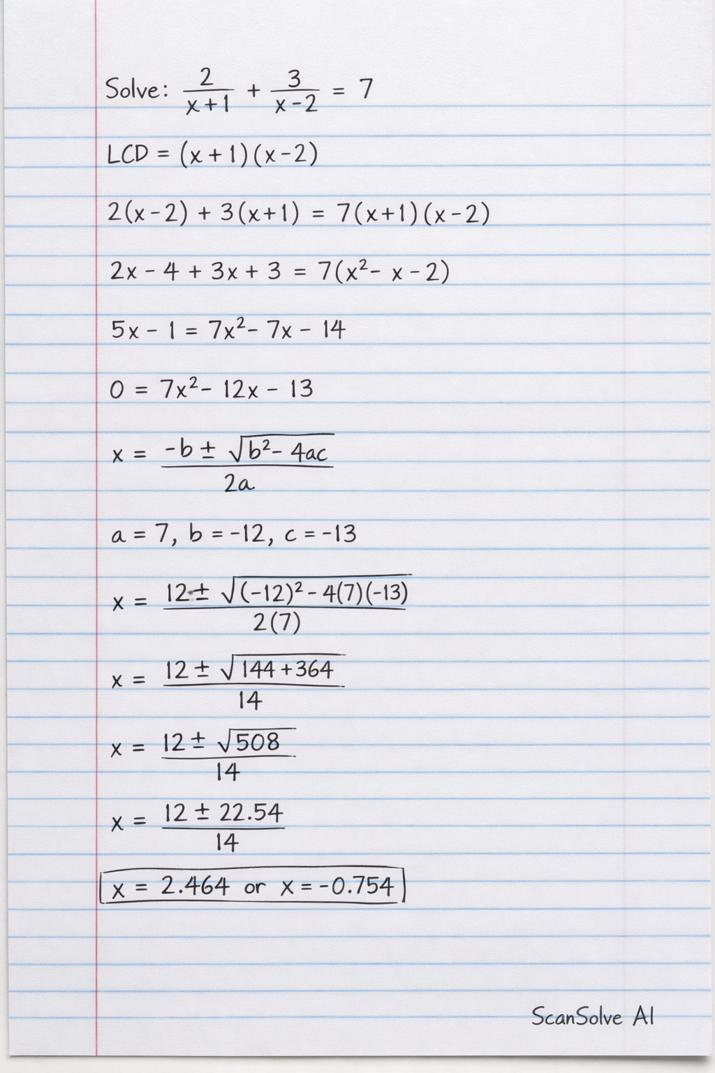 Handwritten step-by-step solution preview