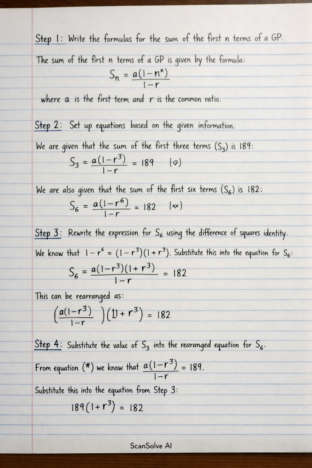 Handwritten step-by-step solution preview
