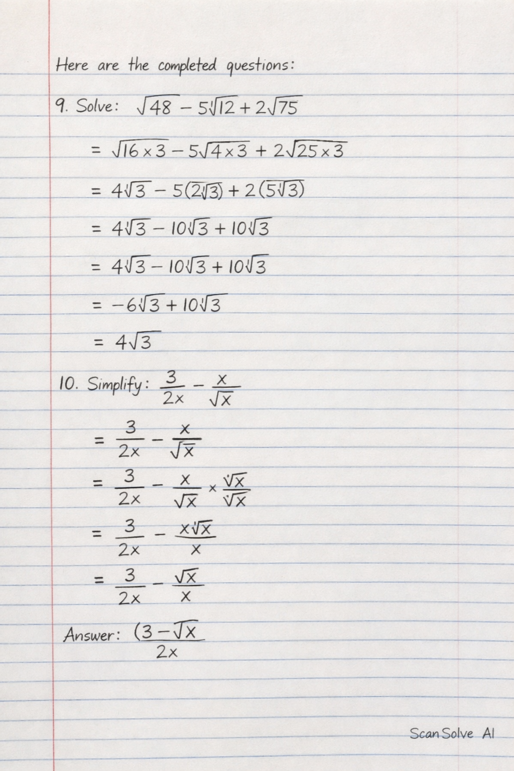 Handwritten step-by-step solution preview