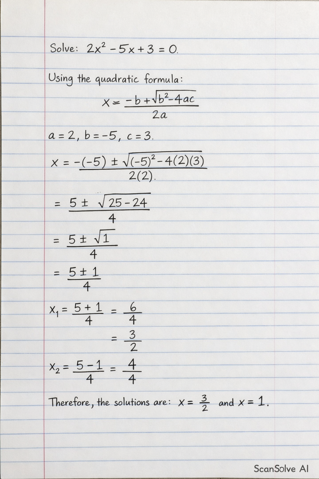 Handwritten step-by-step solution preview