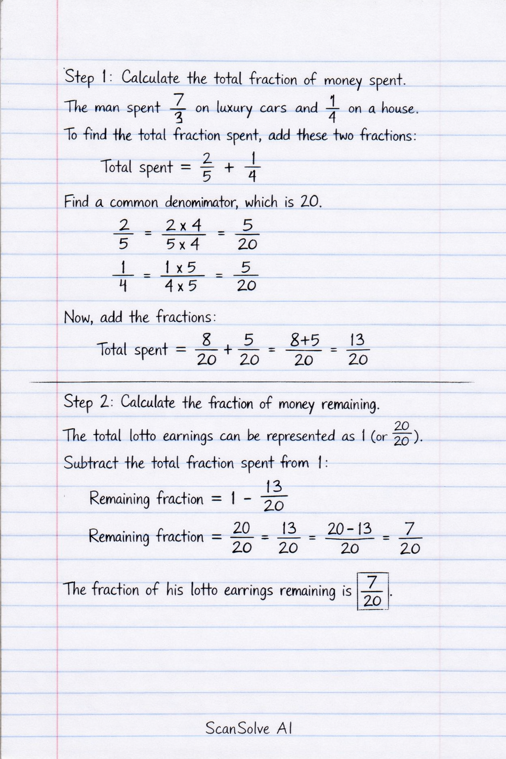 Handwritten step-by-step solution preview
