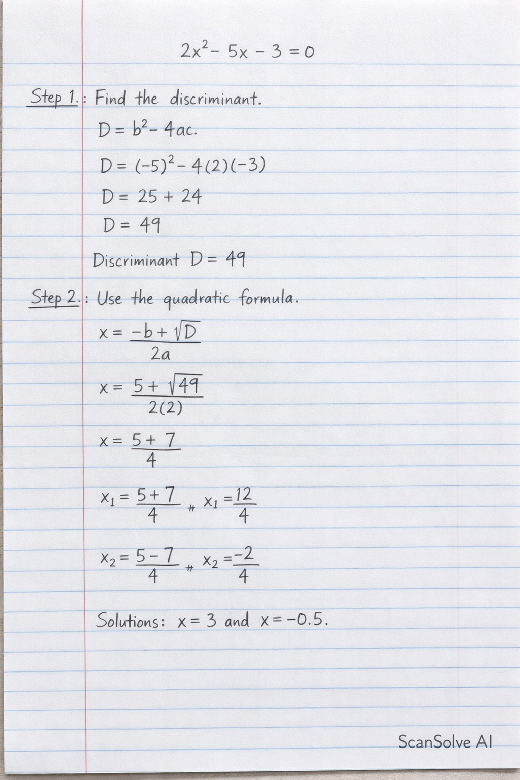 Handwritten step-by-step solution preview