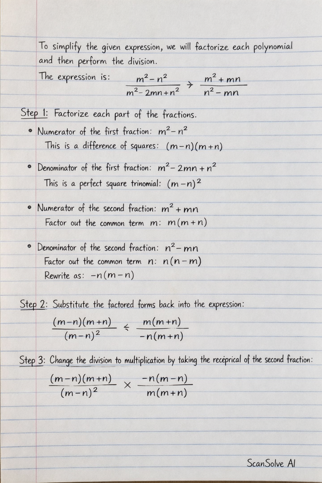 Handwritten step-by-step solution preview