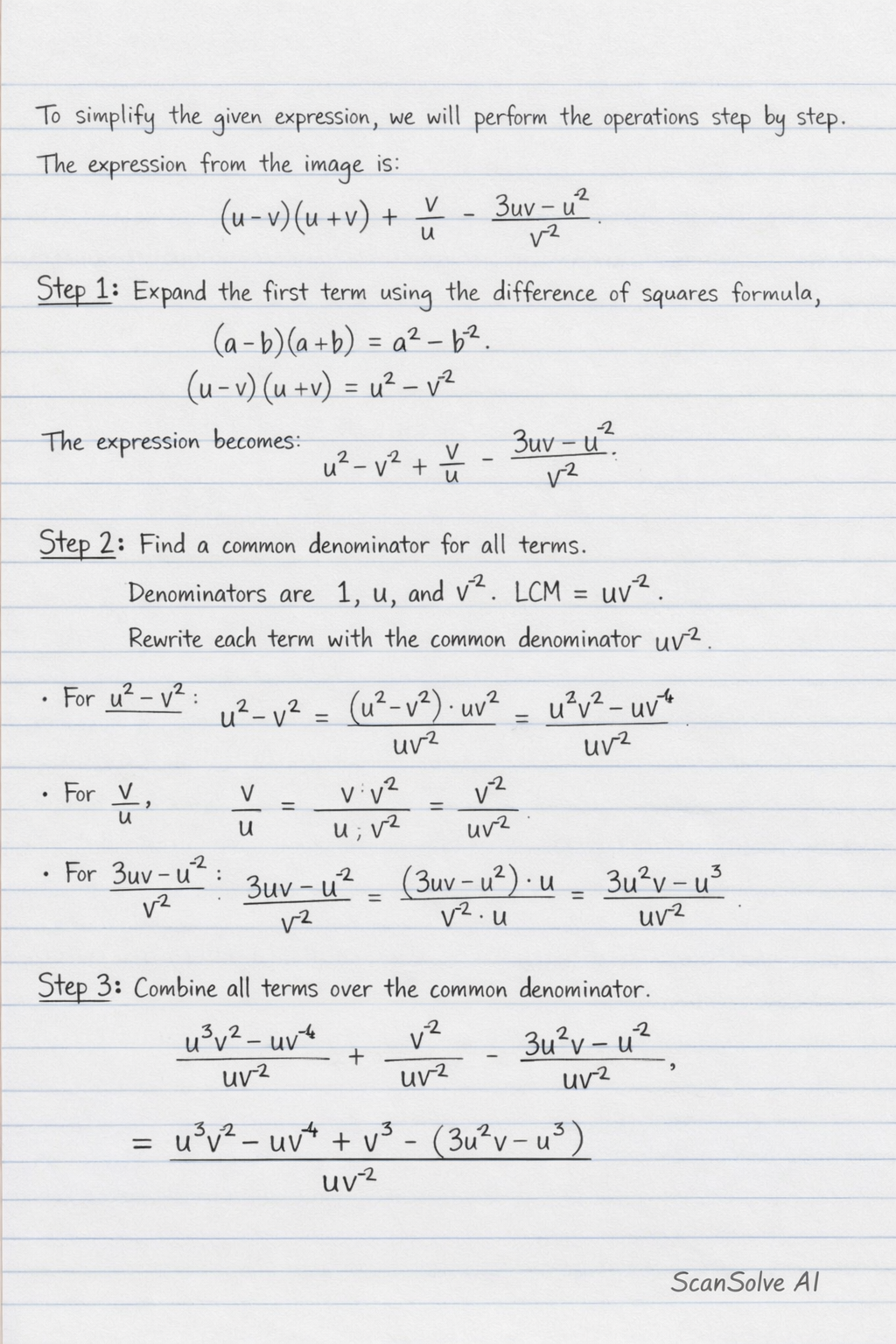 Handwritten step-by-step solution preview