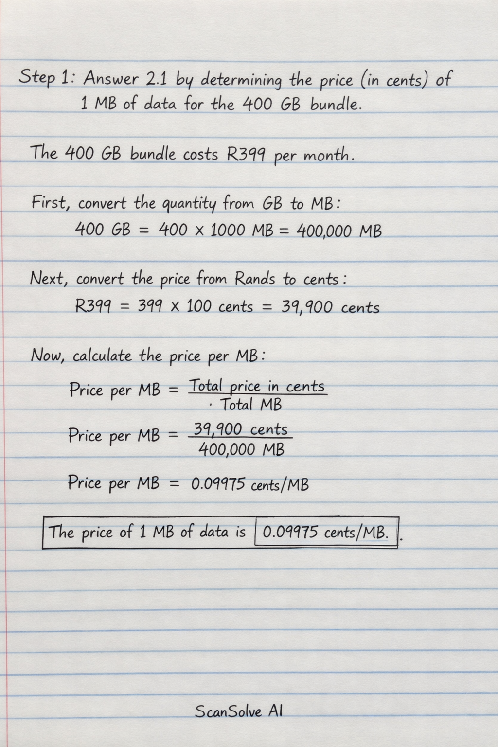 Handwritten step-by-step solution preview