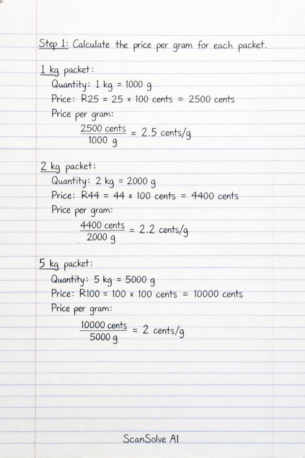 Handwritten step-by-step solution preview