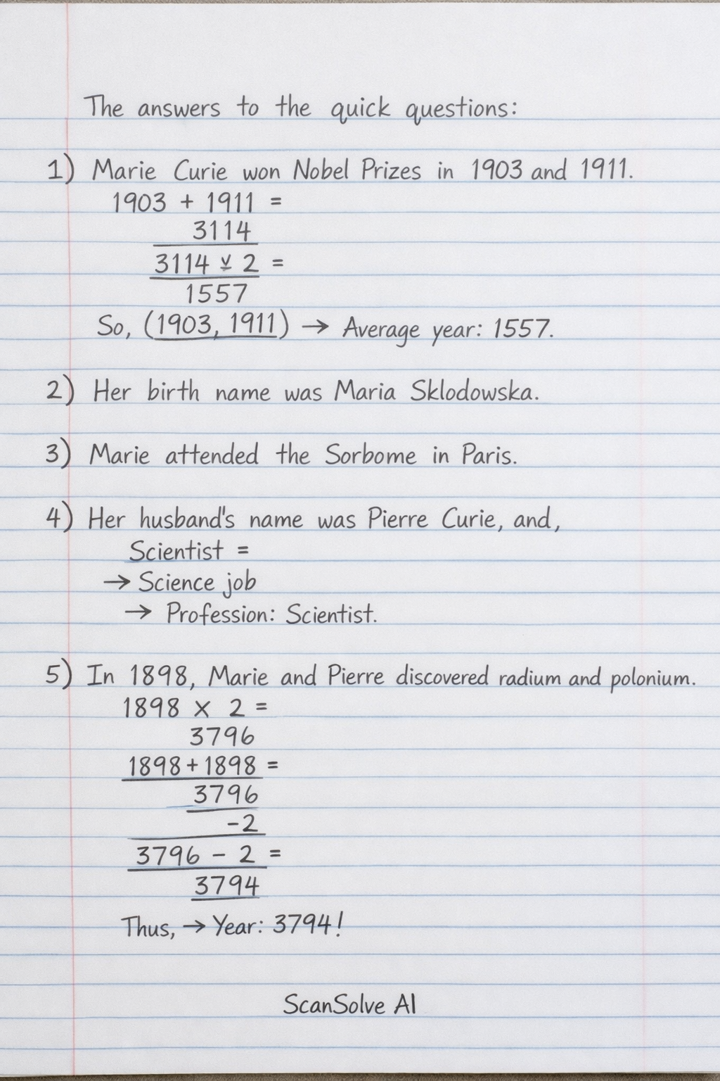 Handwritten step-by-step solution