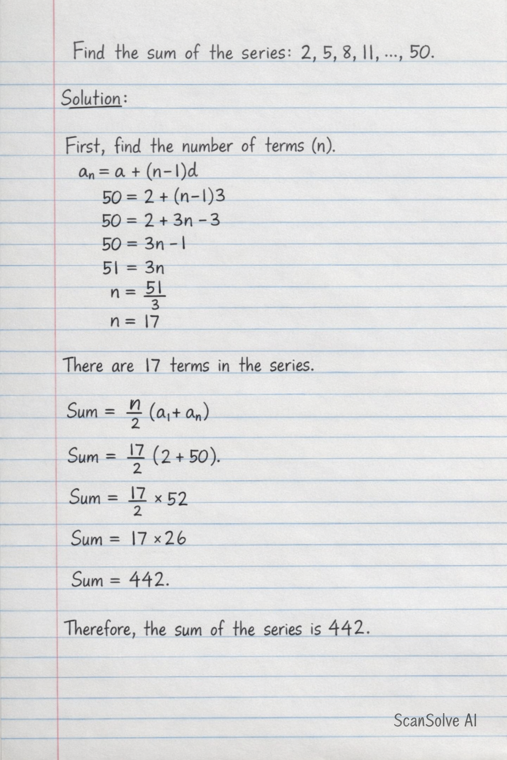Handwritten step-by-step solution preview
