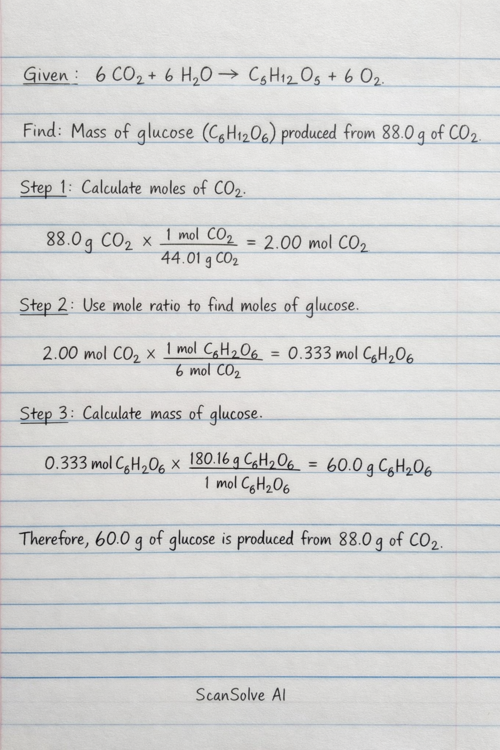 Handwritten step-by-step solution