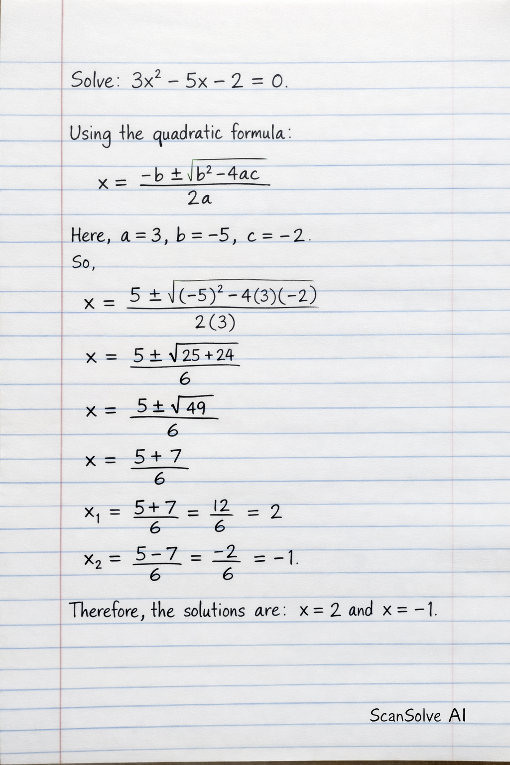 Handwritten step-by-step solution preview
