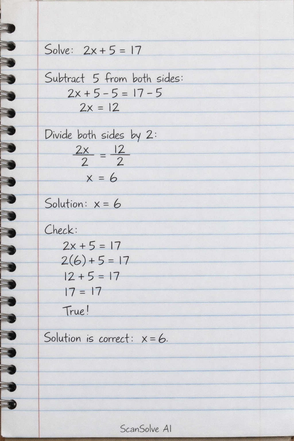 Handwritten step-by-step solution