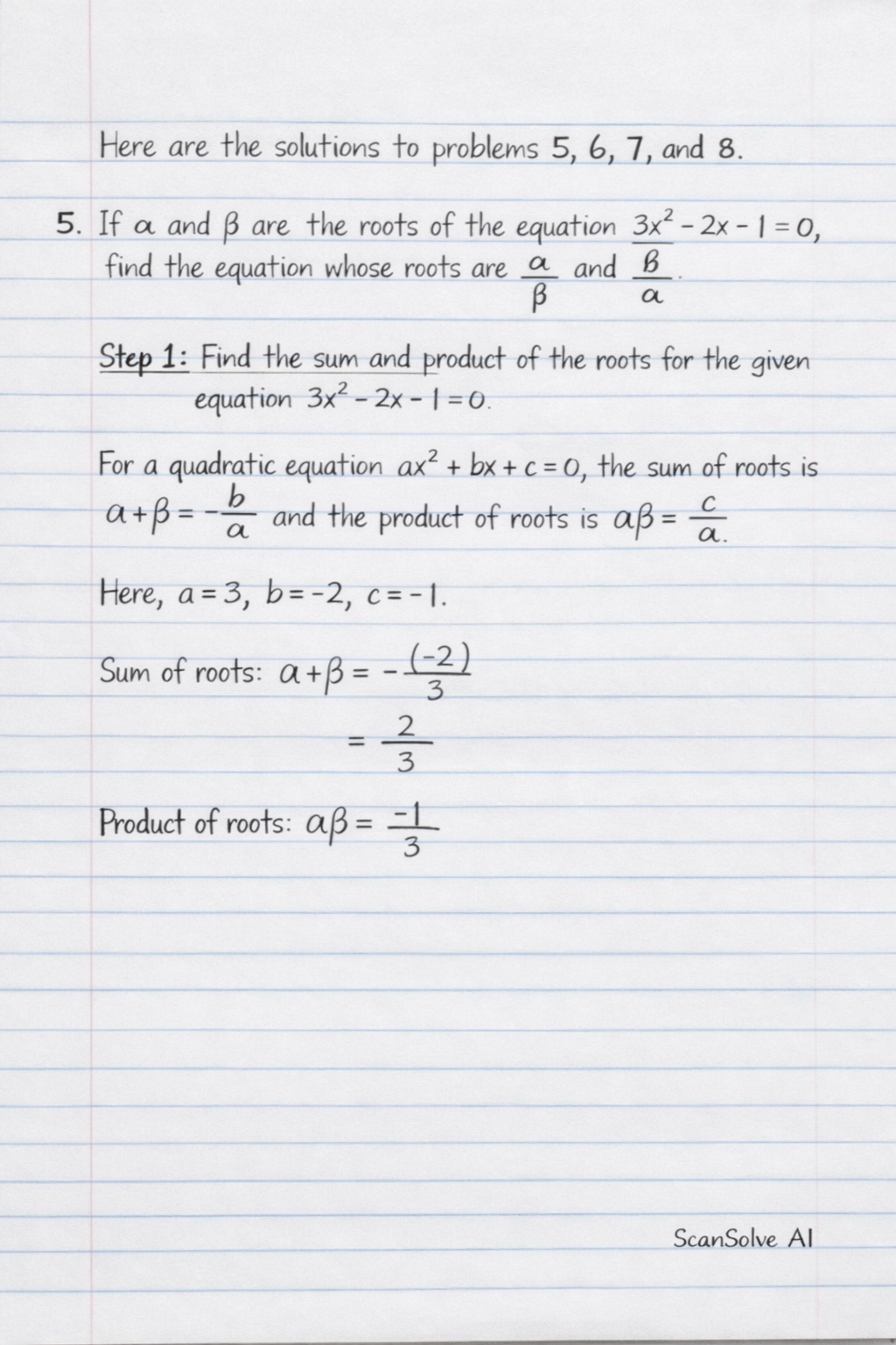 Handwritten step-by-step solution preview