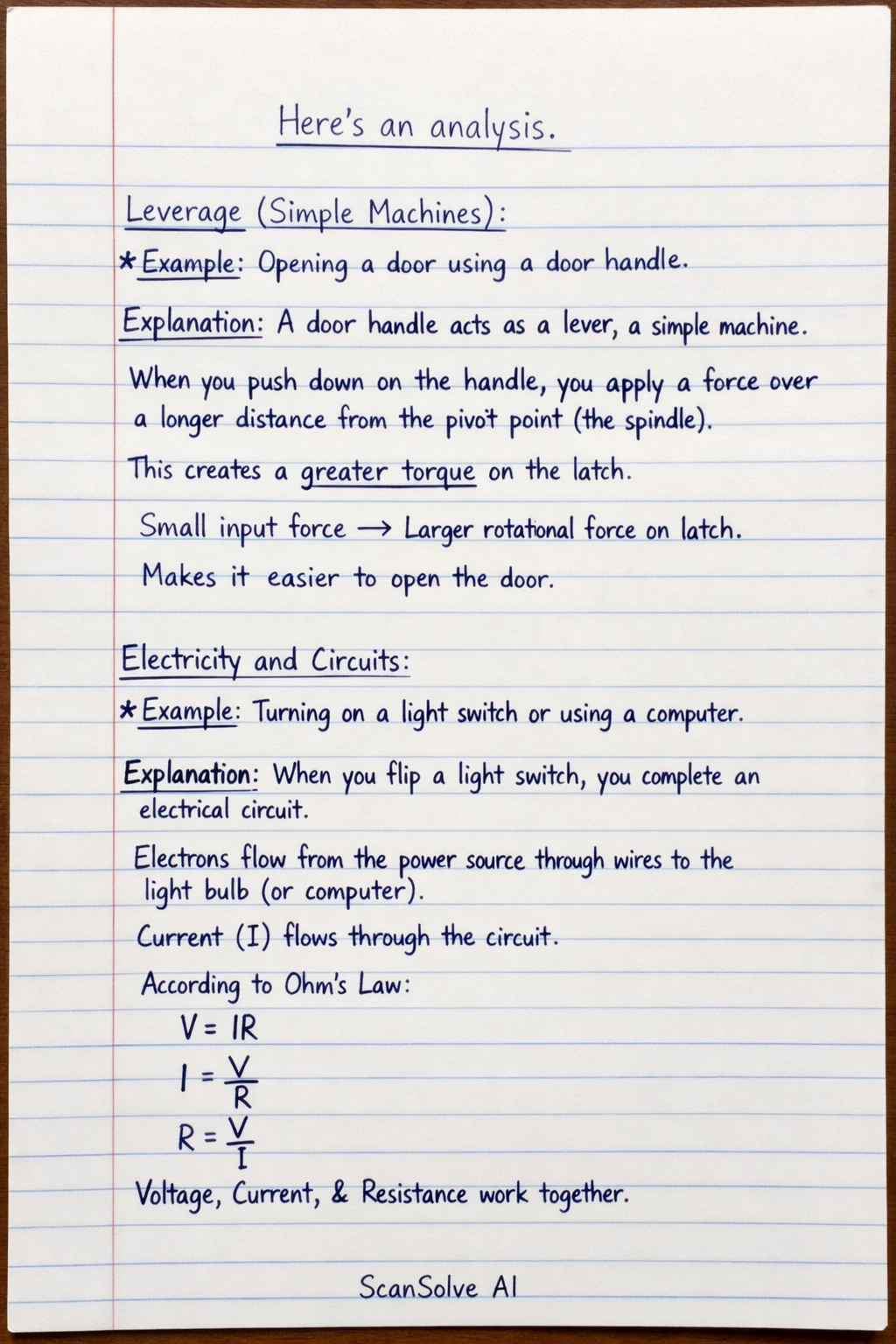 Handwritten step-by-step solution