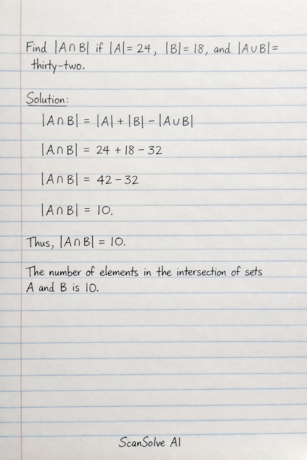 Handwritten step-by-step solution