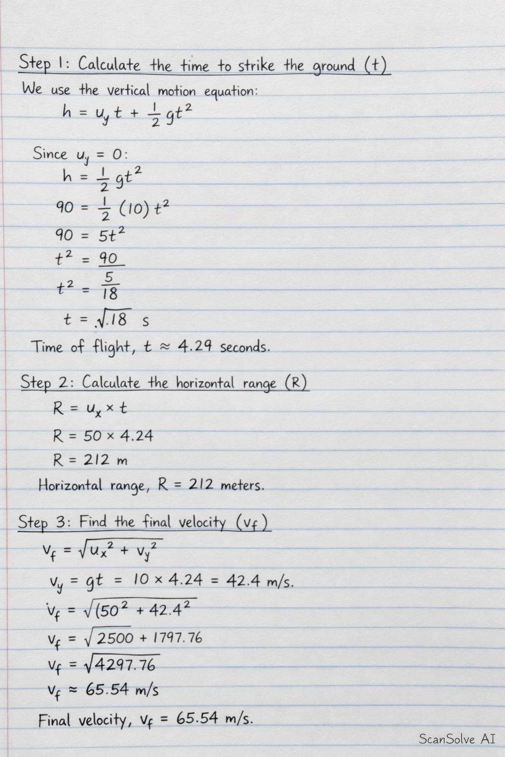 Handwritten step-by-step solution