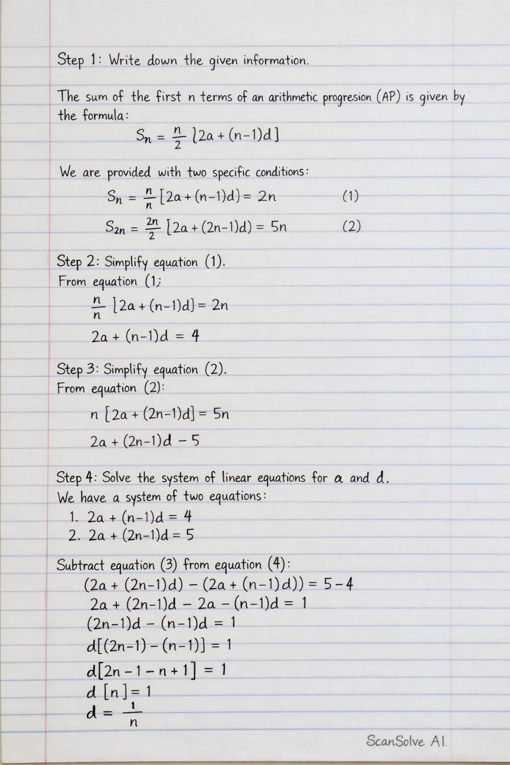 Handwritten step-by-step solution preview