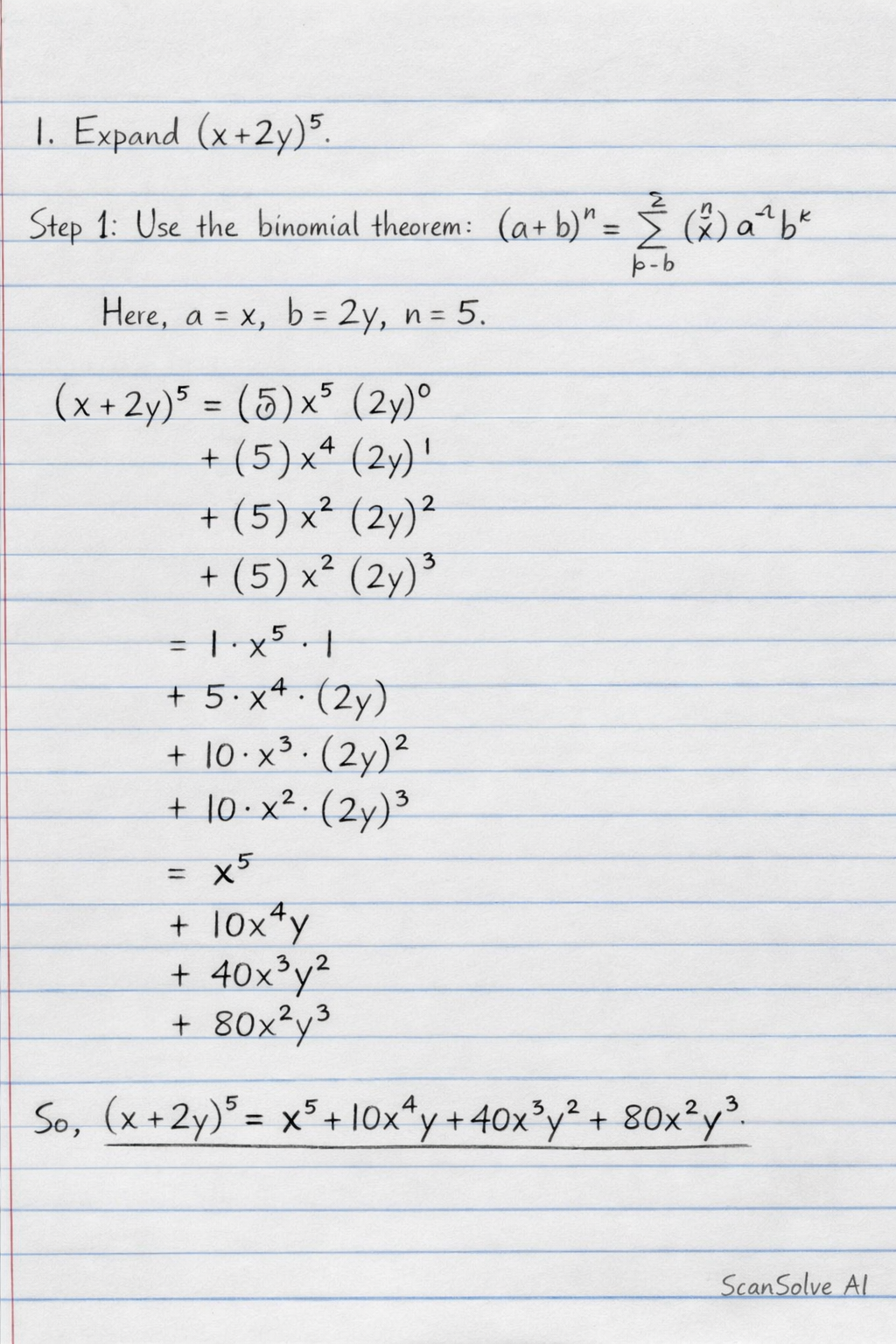 Handwritten step-by-step solution