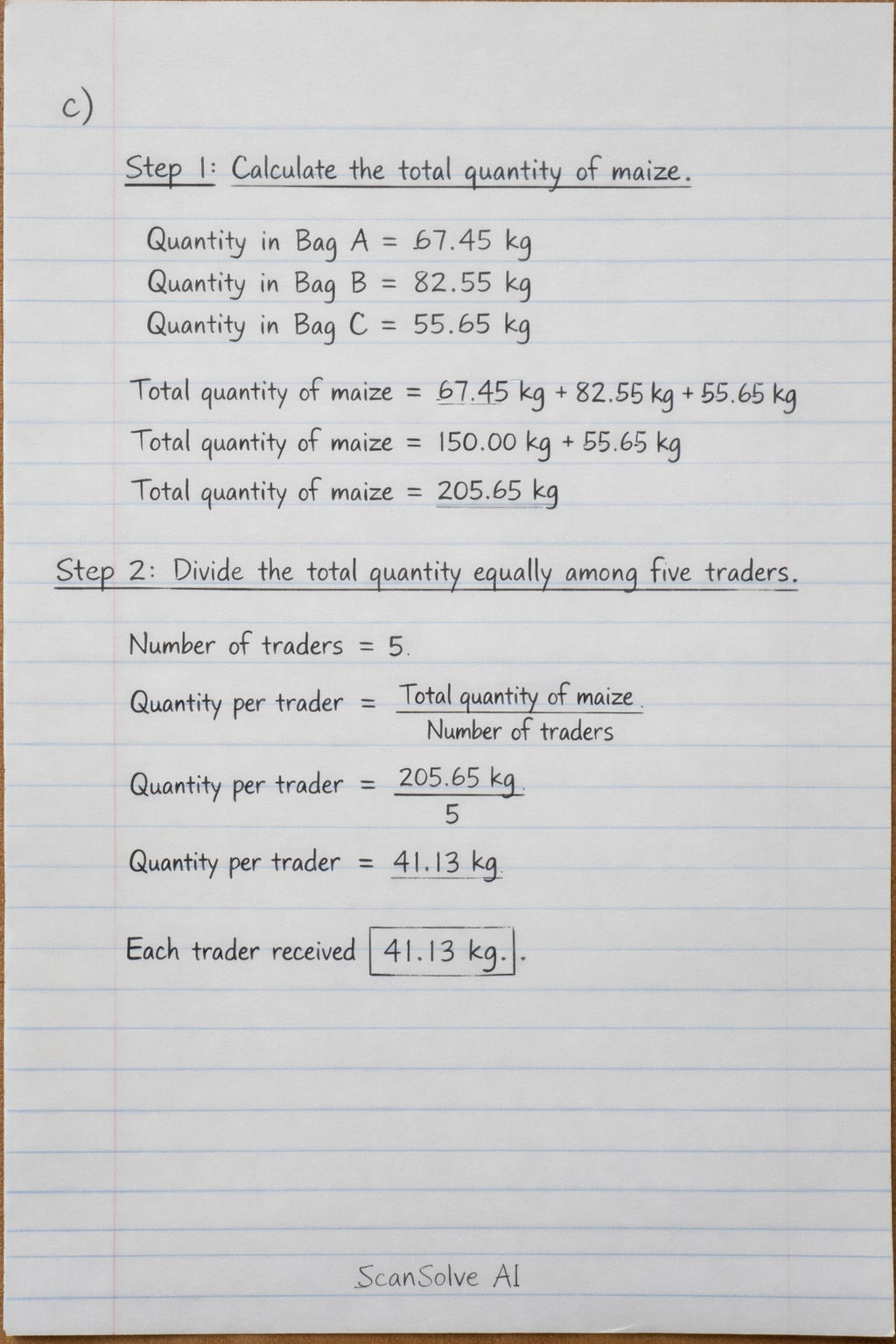 Handwritten step-by-step solution preview