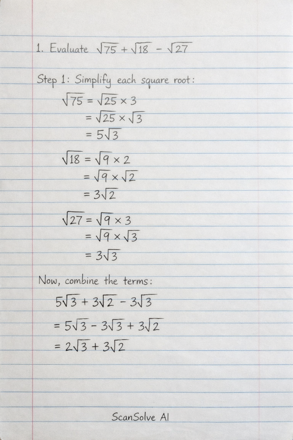 Handwritten step-by-step solution