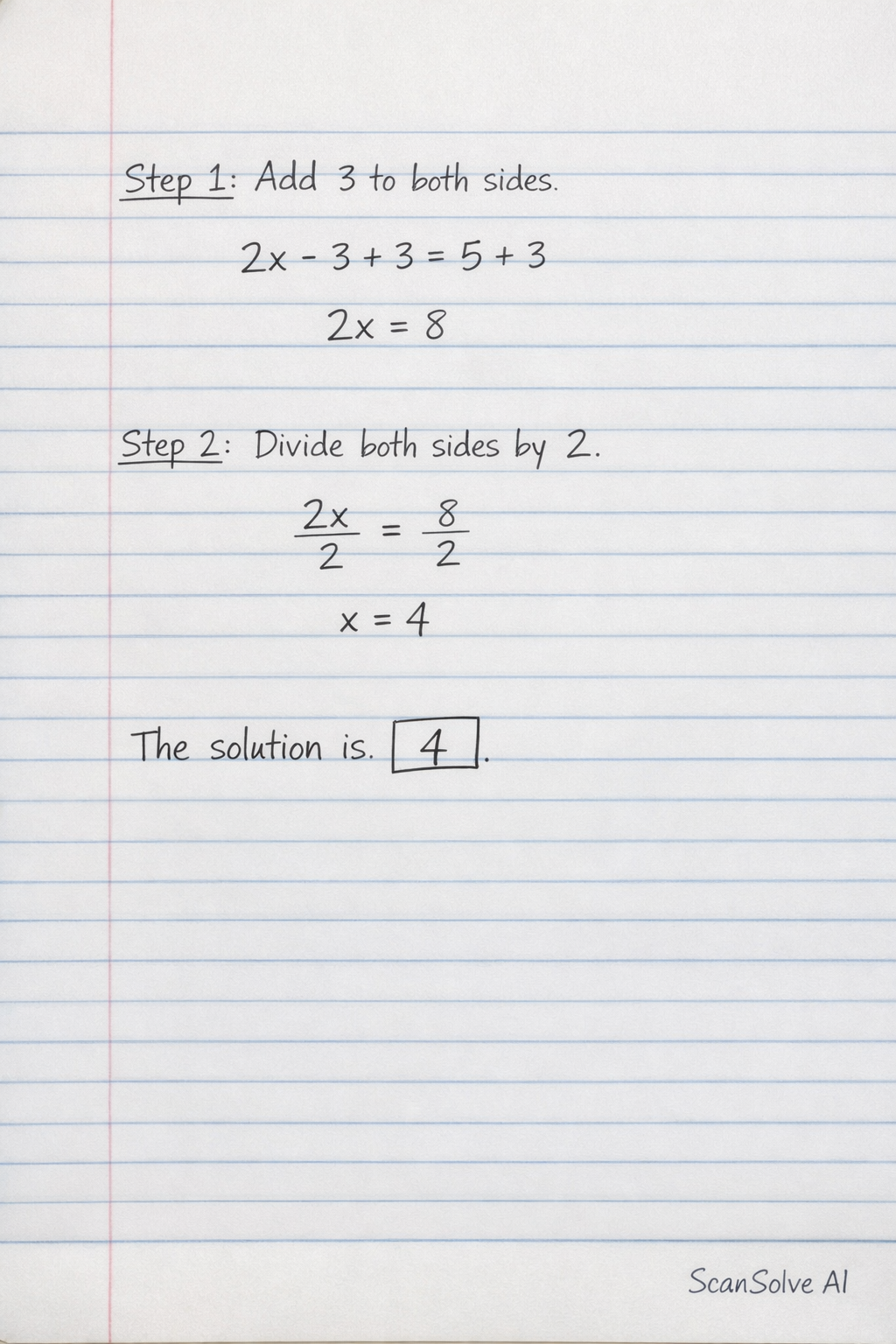 Handwritten step-by-step solution