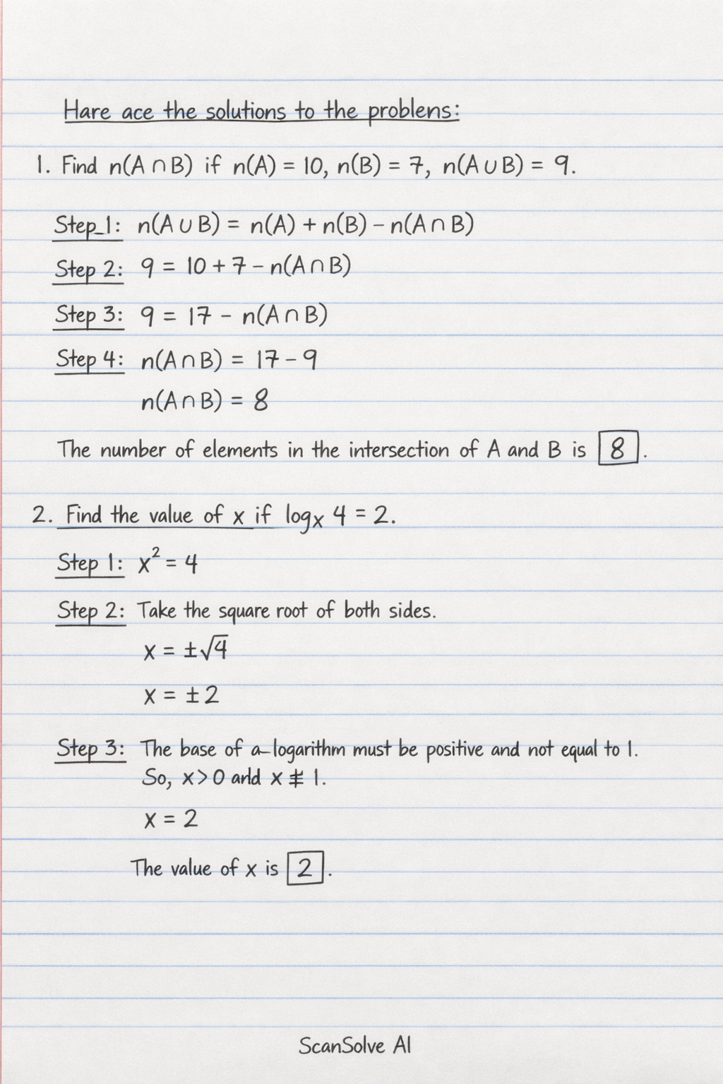 Handwritten step-by-step solution preview