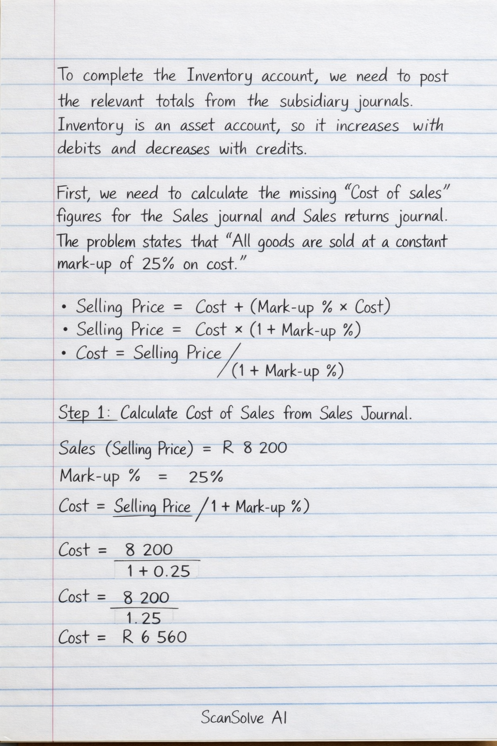 Handwritten step-by-step solution