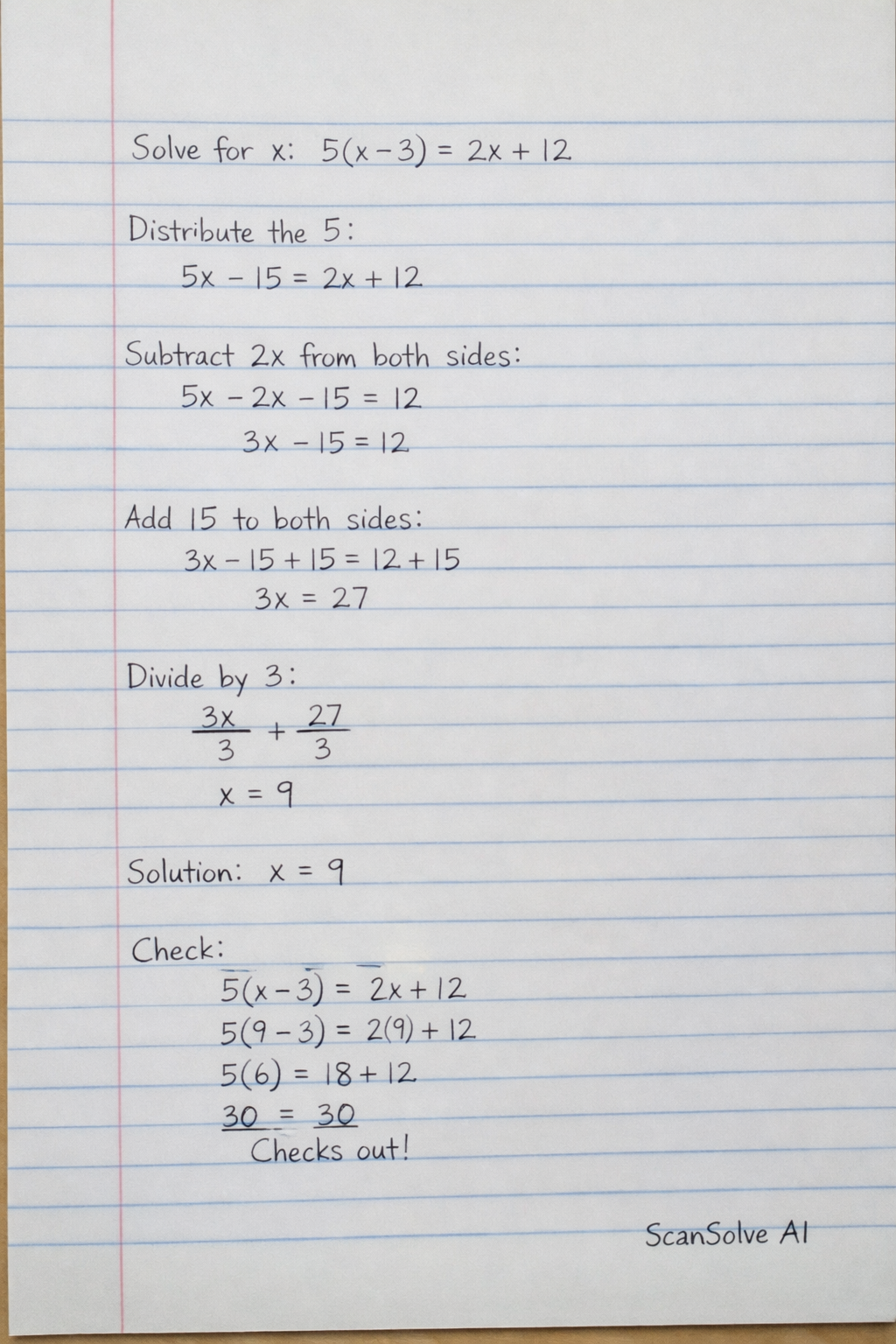 Handwritten step-by-step solution