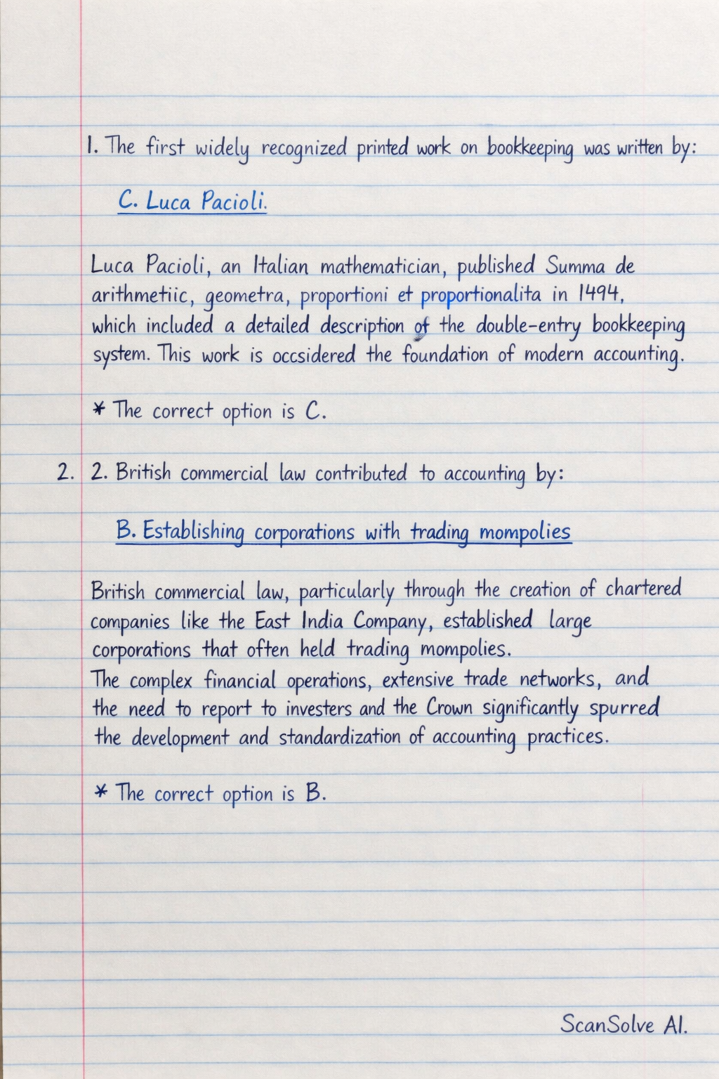 Handwritten step-by-step solution