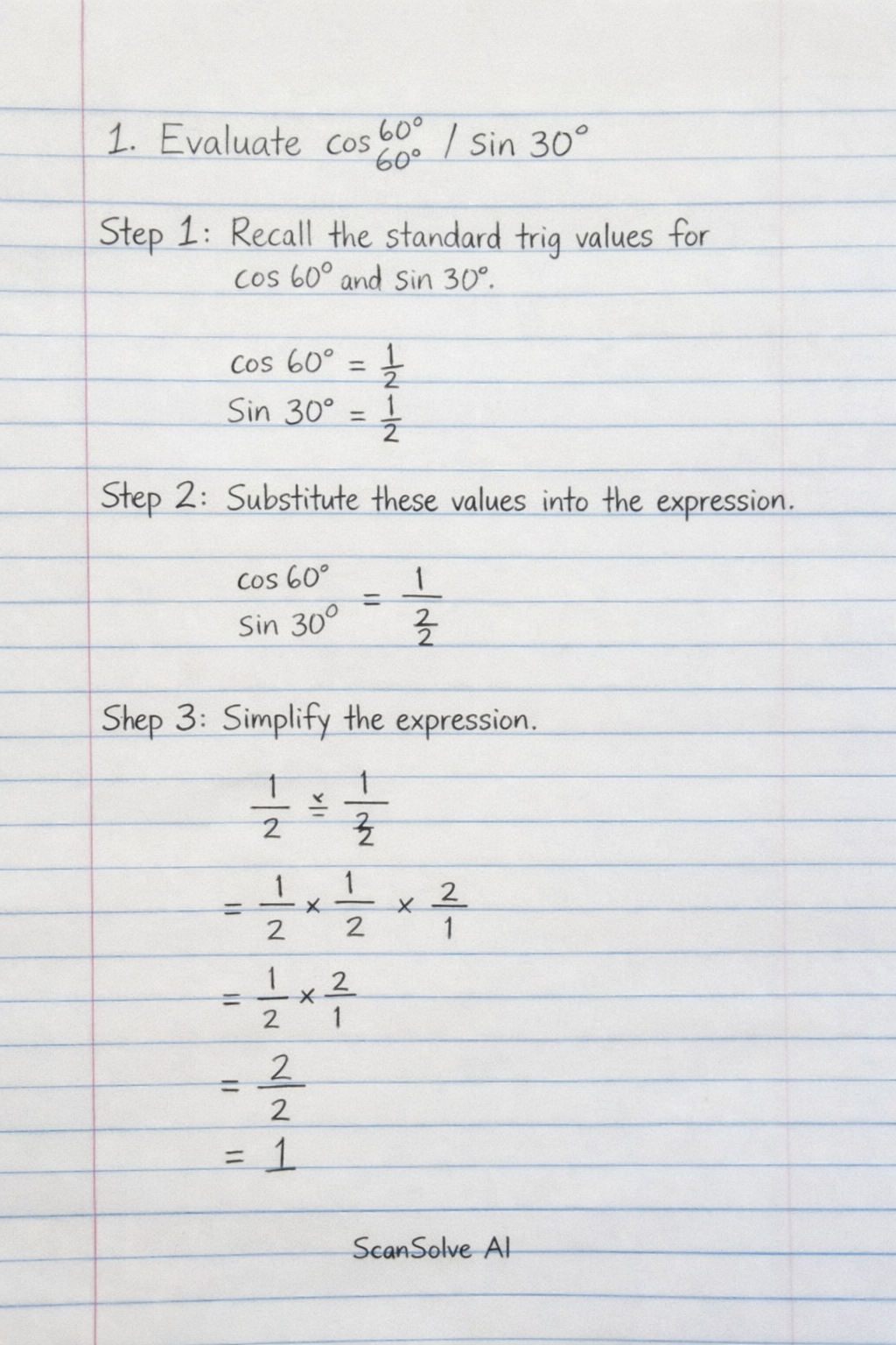 Handwritten step-by-step solution