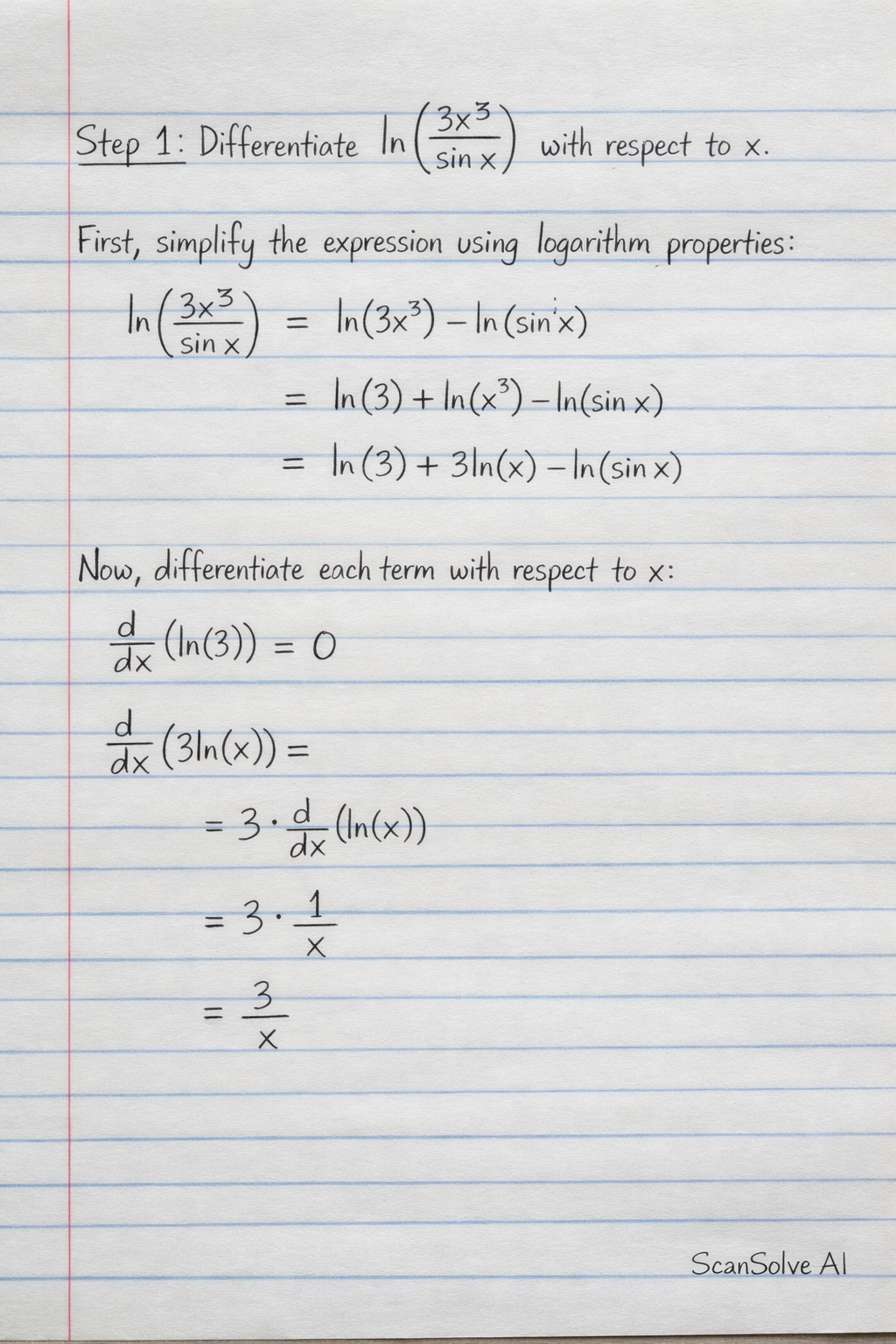 Handwritten step-by-step solution