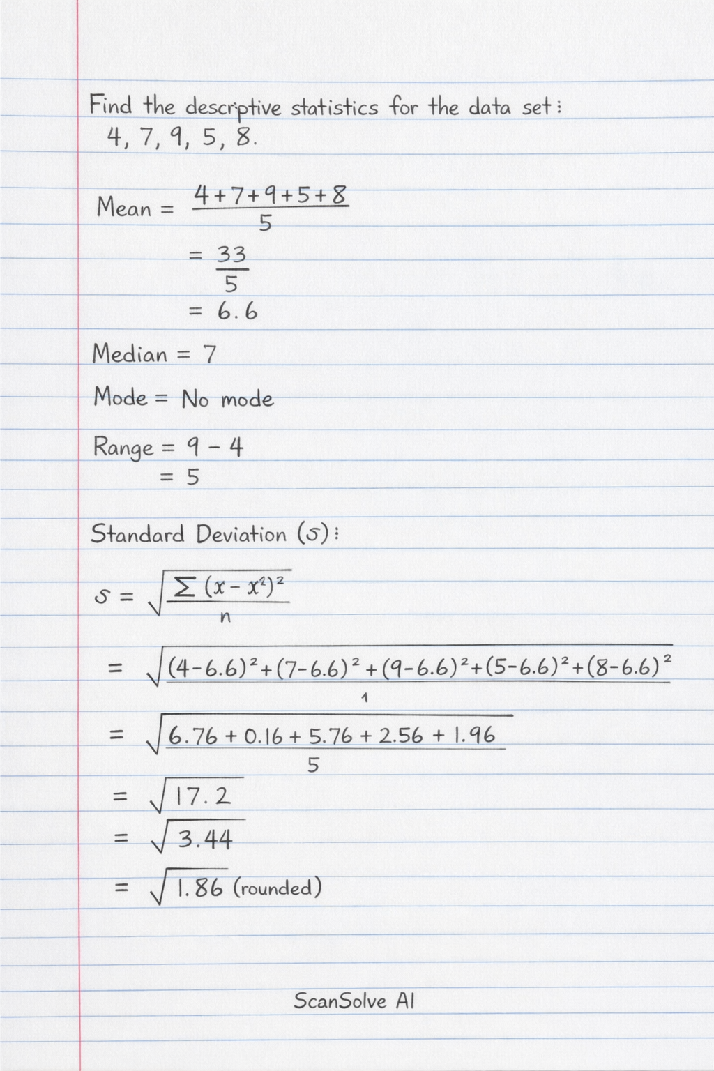 Handwritten step-by-step solution