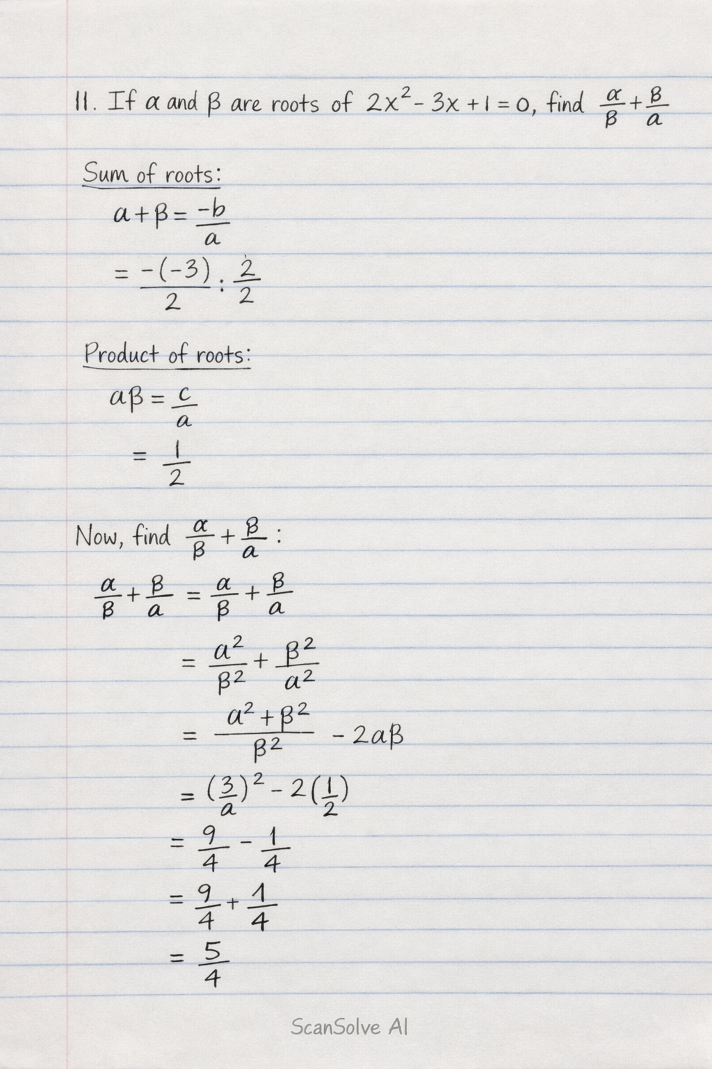 Handwritten step-by-step solution