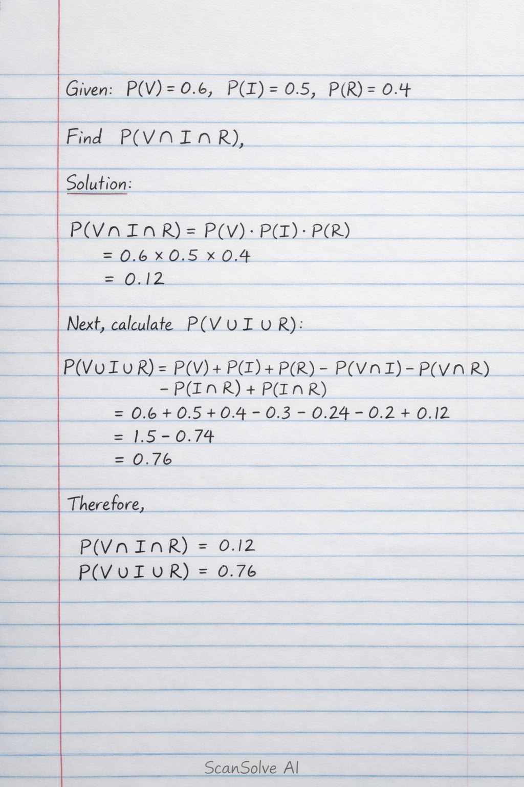 Handwritten step-by-step solution