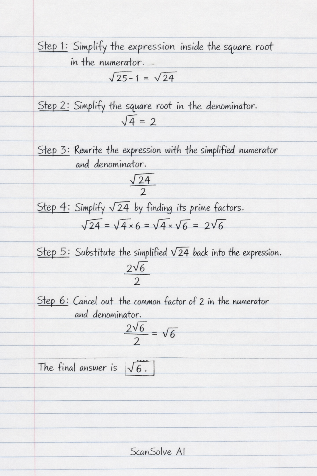 Handwritten step-by-step solution
