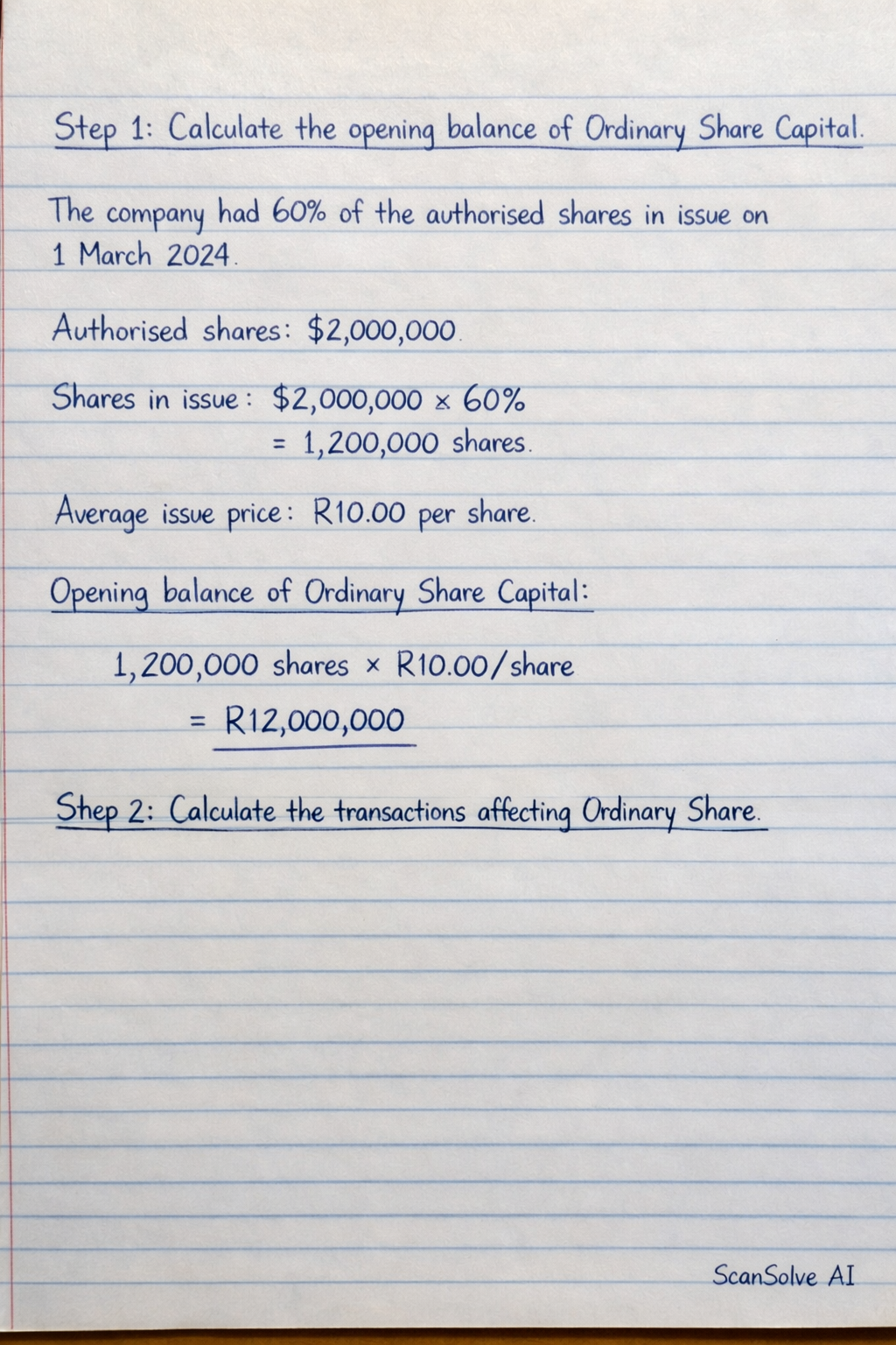 Handwritten step-by-step solution