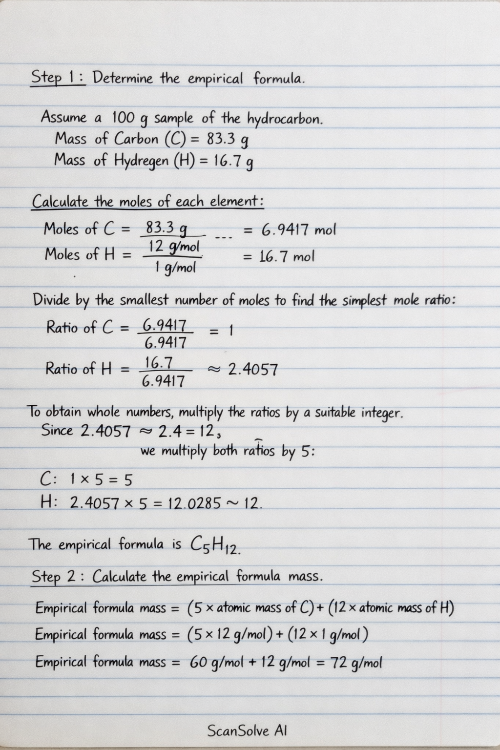 Handwritten step-by-step solution