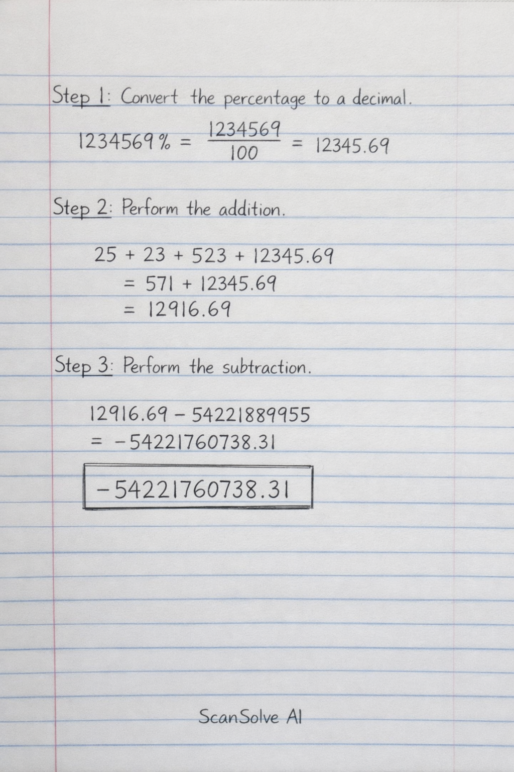 Handwritten step-by-step solution