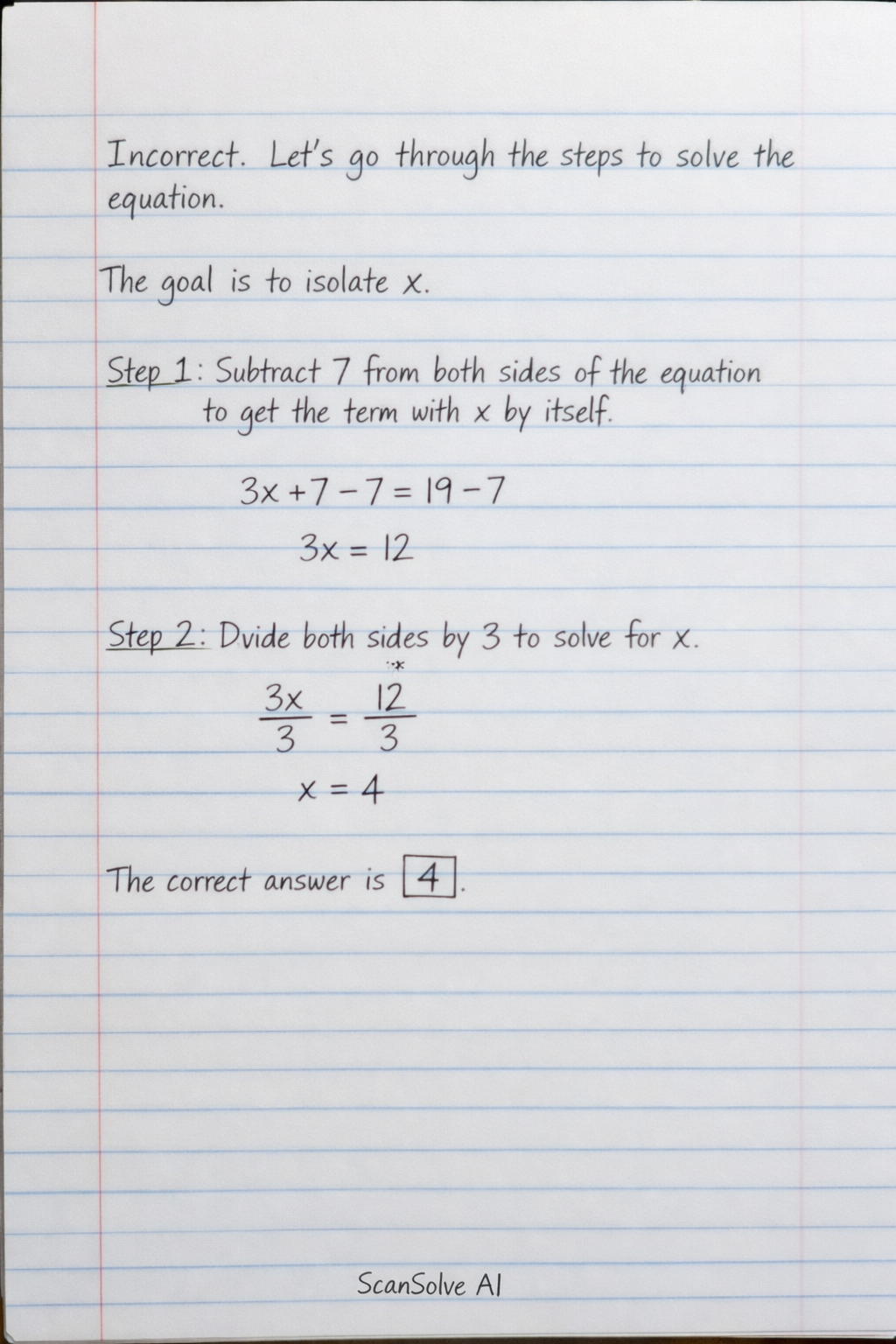 Handwritten step-by-step solution