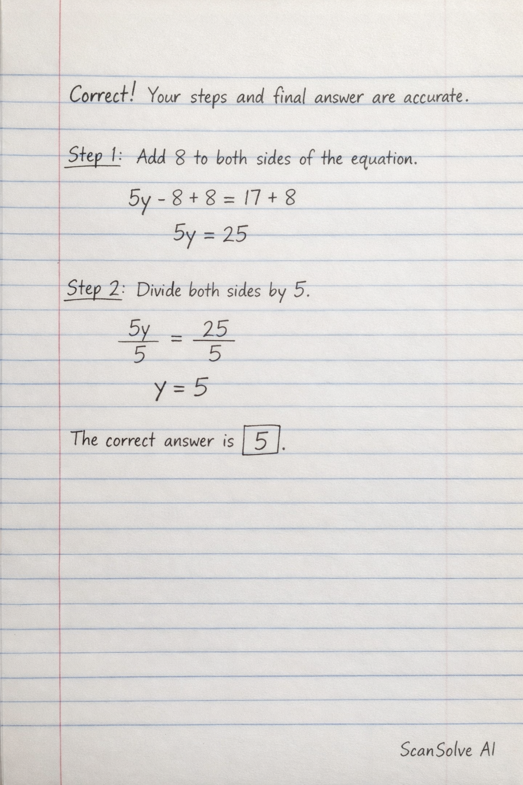 Handwritten step-by-step solution