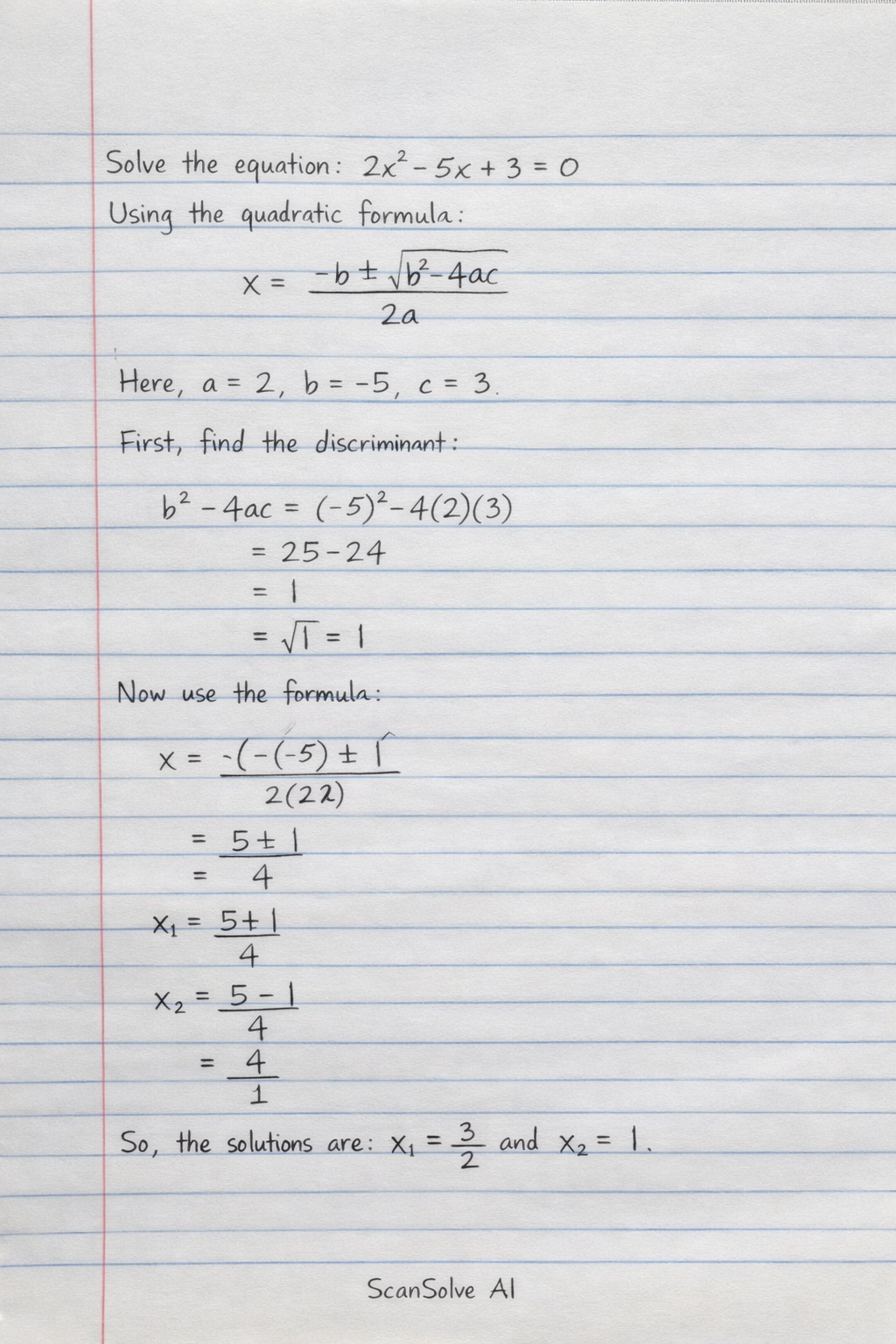 Handwritten step-by-step solution