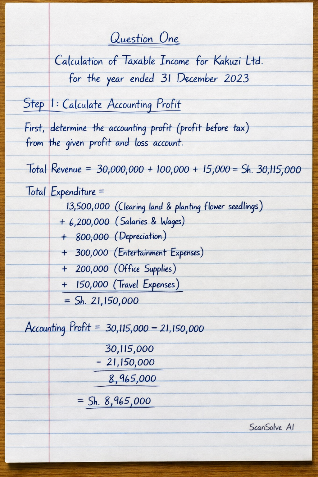 Handwritten step-by-step solution