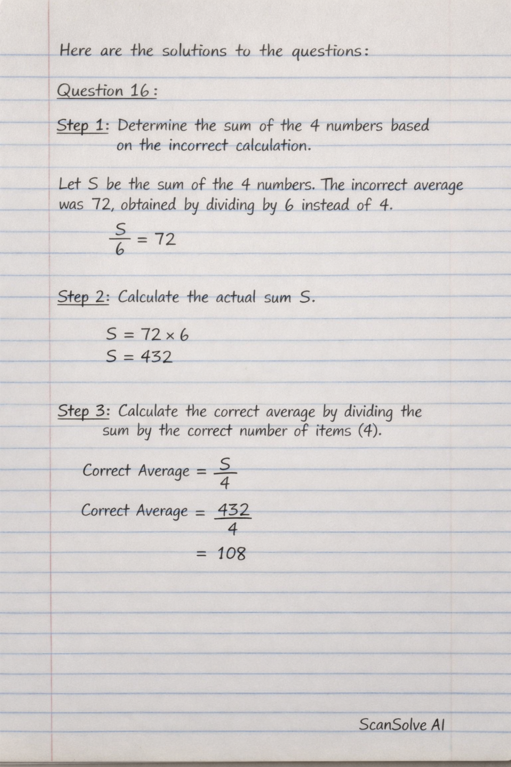 Handwritten step-by-step solution preview