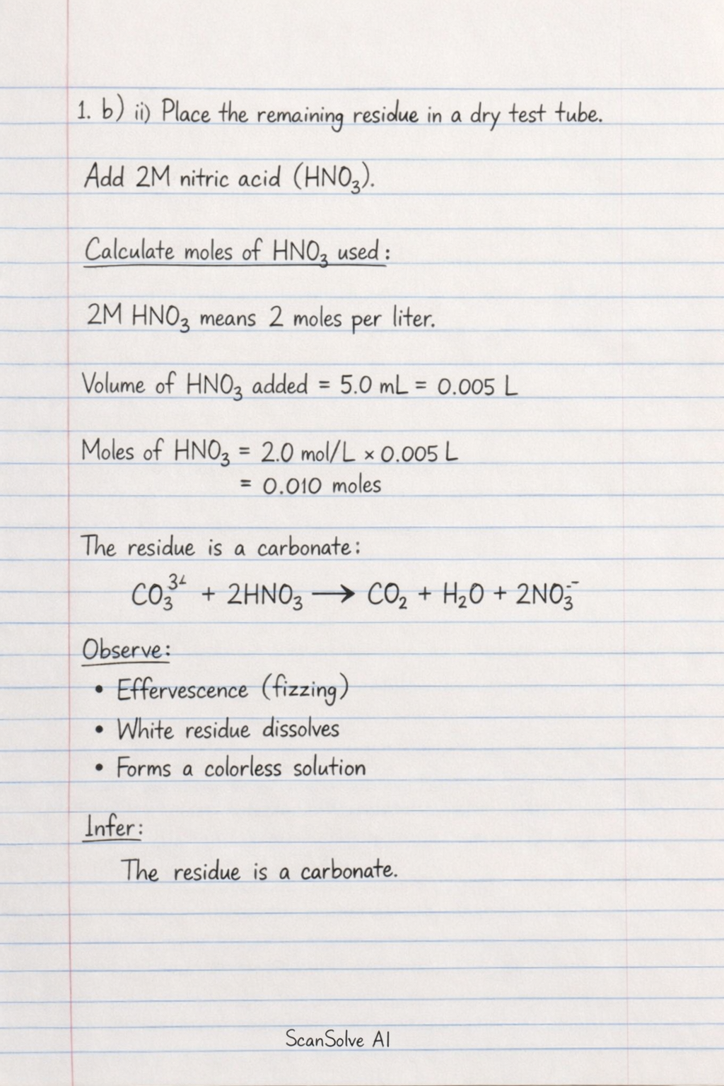 Handwritten step-by-step solution