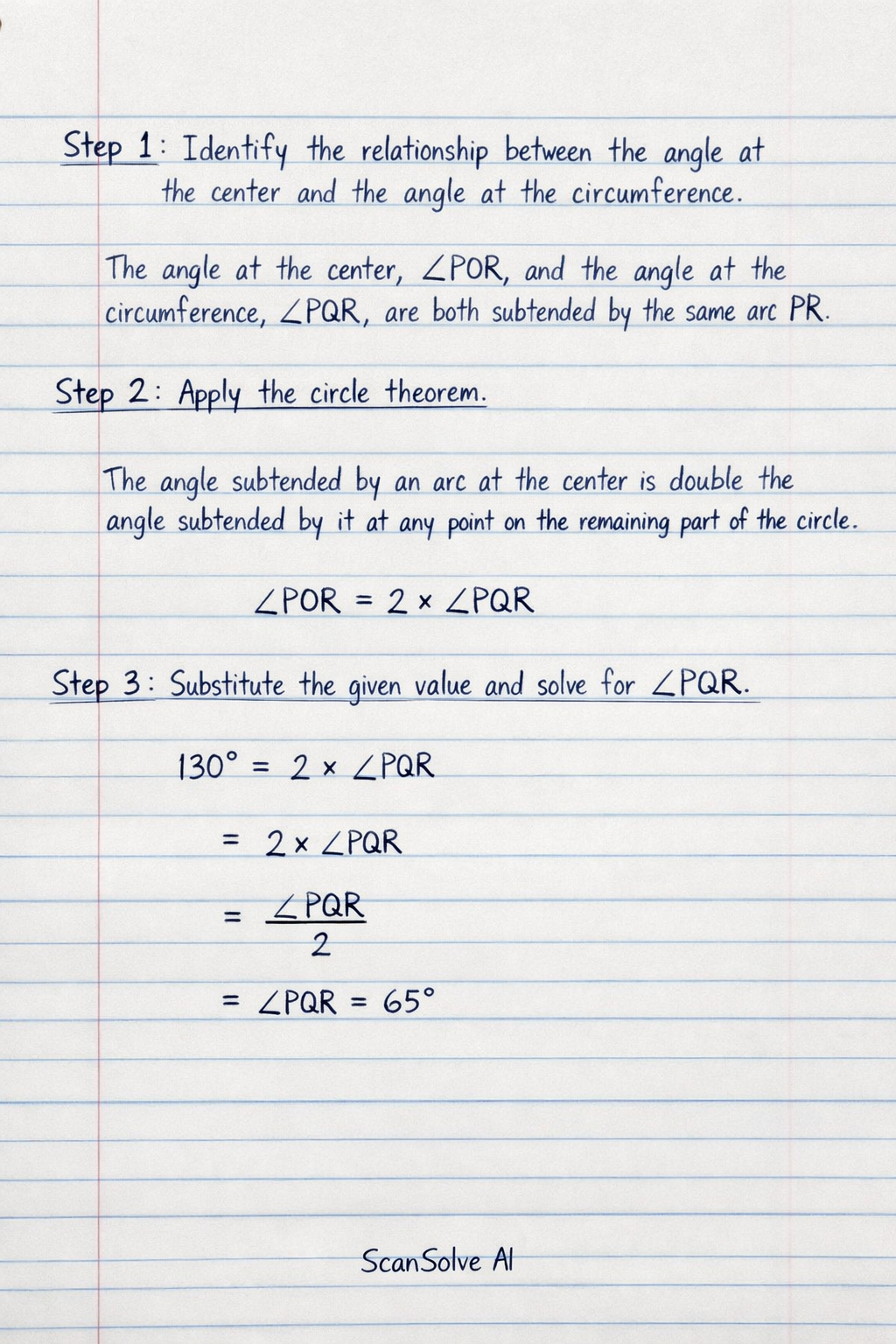 Handwritten step-by-step solution