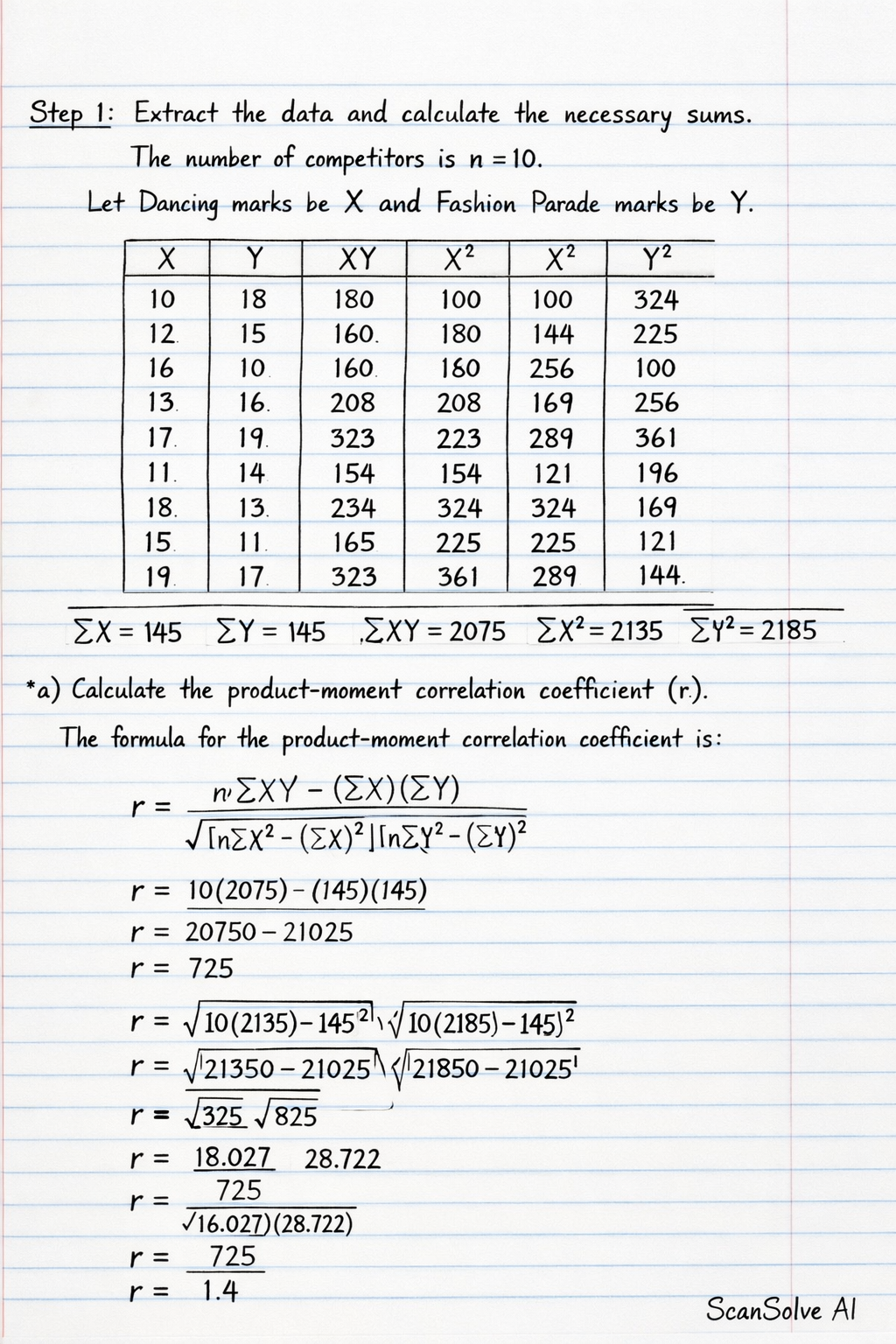 Handwritten step-by-step solution