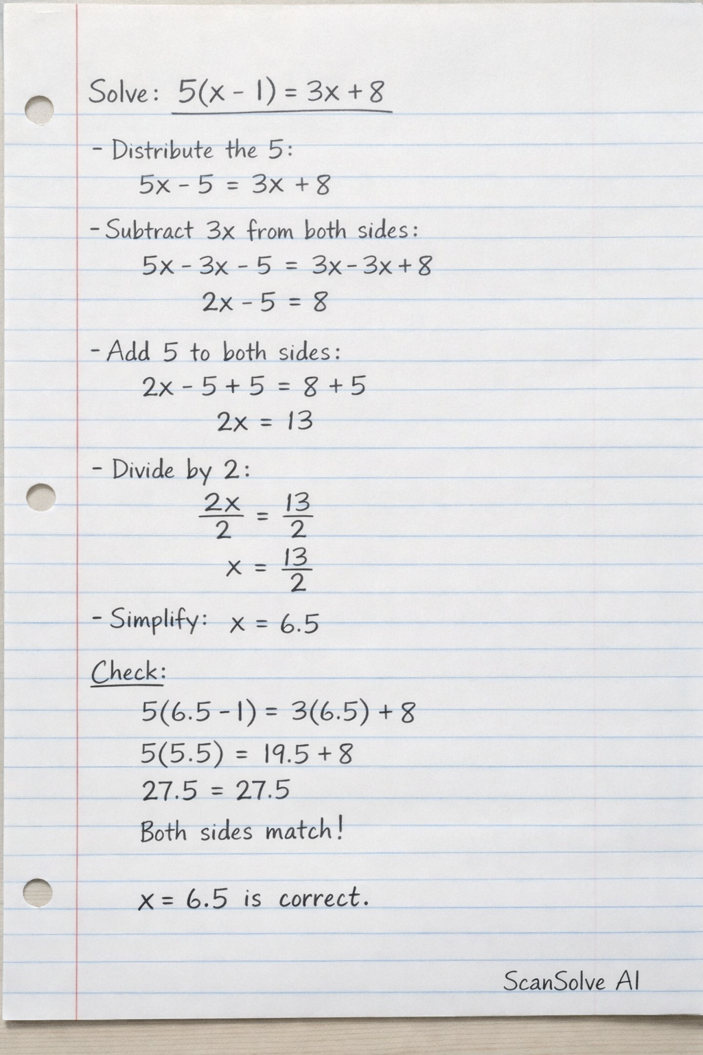 Handwritten step-by-step solution