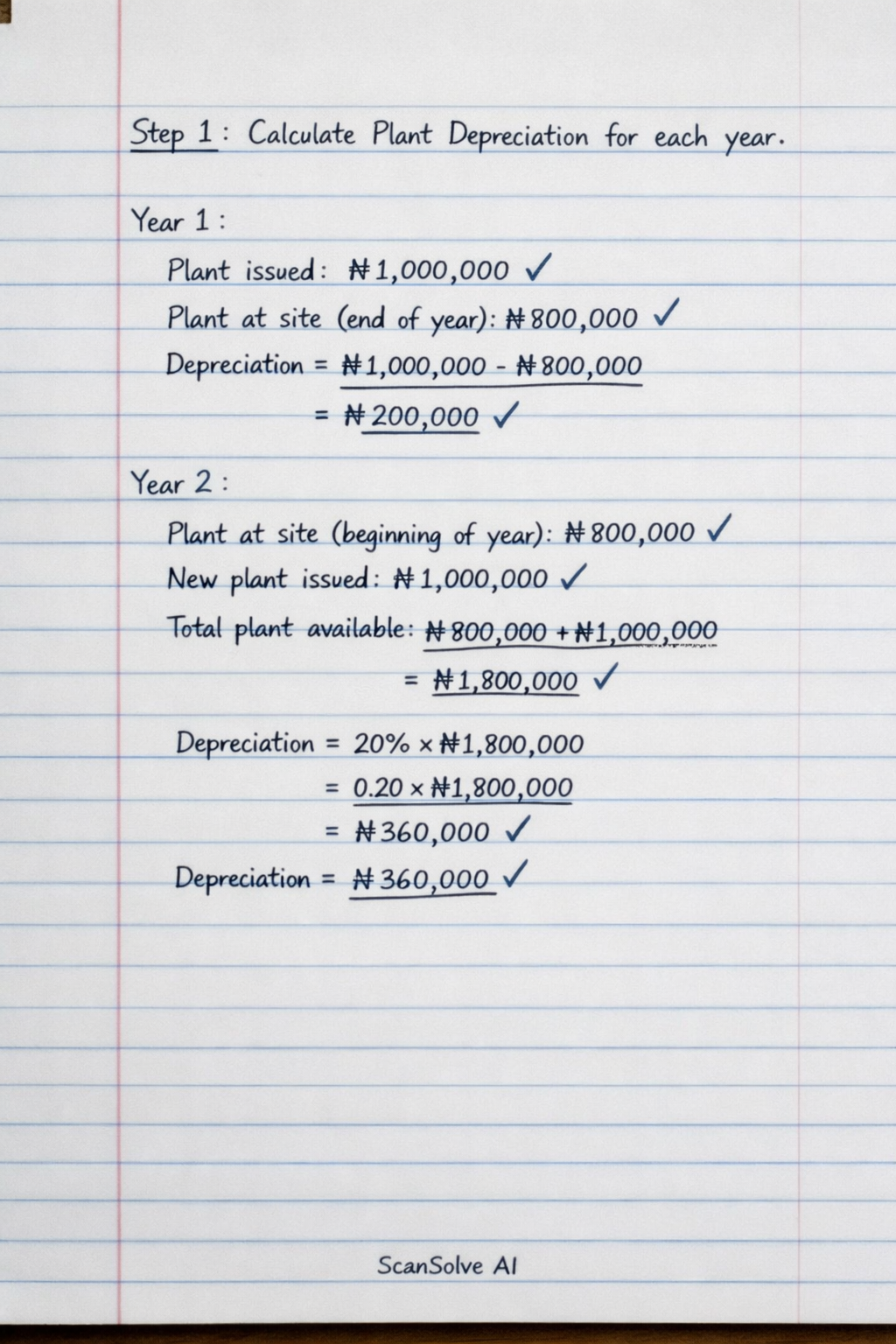 Handwritten step-by-step solution