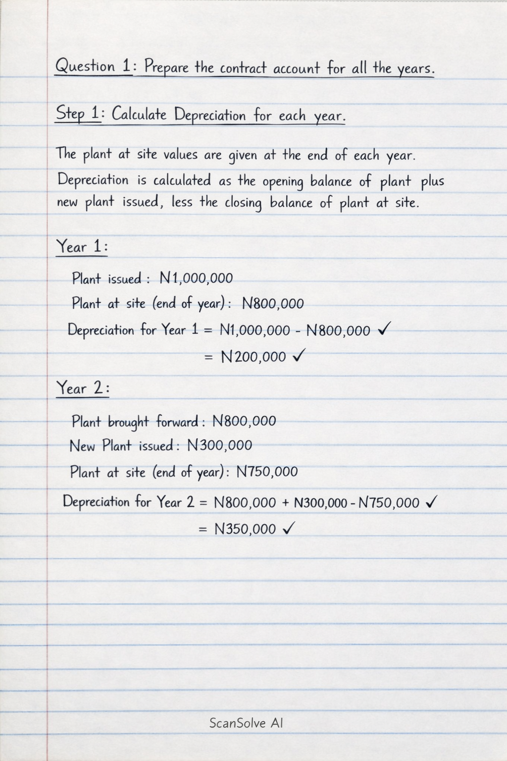 Handwritten step-by-step solution