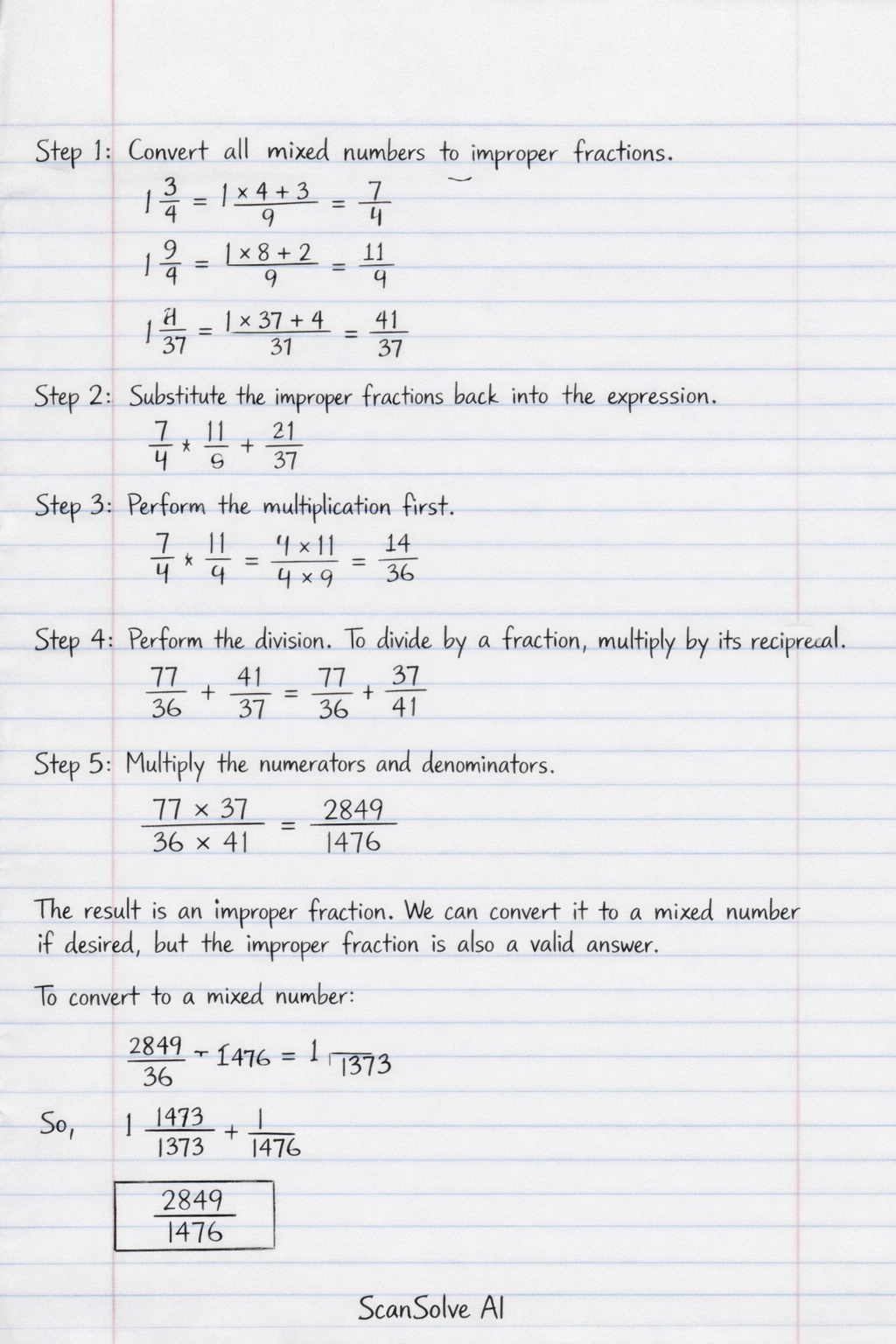 Handwritten step-by-step solution preview